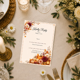 Rustic Harvest Wedding RSVP Card