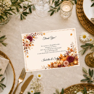 Rustic Harvest Wedding Thank You Card