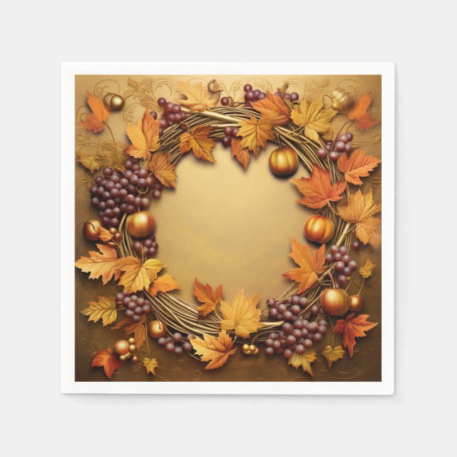 Rustic Harvest: Wreath Harvest Napkin (Front)