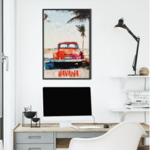 Rustic Havana Cuba Vintage Travel Watercolor  Poster
