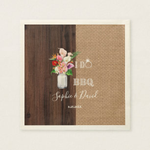 Rustic Hawaiian Floral Burlap Barn I DO Barbecue Napkin