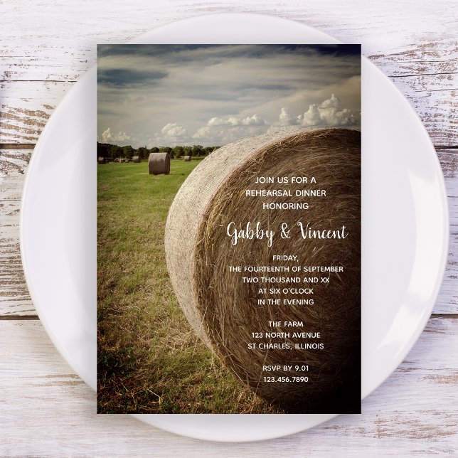 Rustic Hay Bales Ranch Wedding Rehearsal Dinner Invitation (Creator Uploaded)