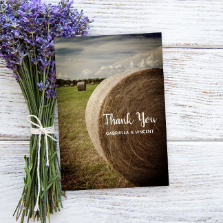 Rustic Hay Bales Ranch Wedding Thank You Card