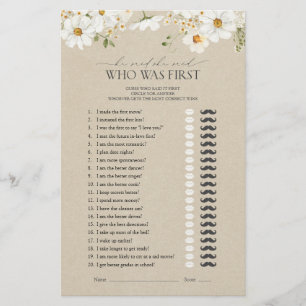 Rustic He Said She Said Daisy Bridal Shower Game