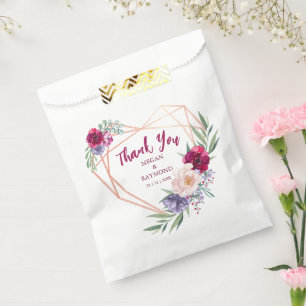 Rustic Heart Burgundy & Blush Thank You Wedding Favour Bags