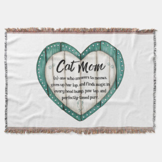 Rustic Heart Cat Mom Throw Blanket