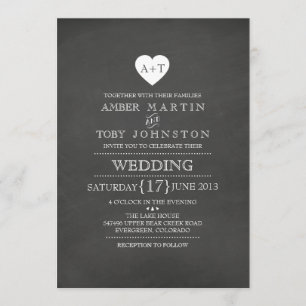 Rustic Heart Chalkboard Wedding Invitation