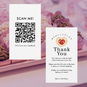 Rustic Heart Cookie Leave a Review QR Code Business Card