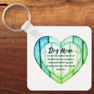Rustic Heart Dog Mom Greenleaf Metal Keychain