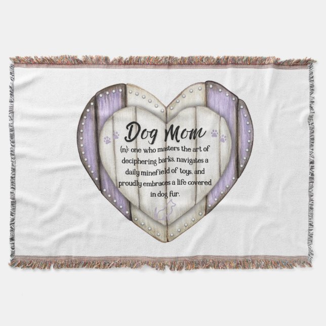 Rustic Heart Dog Mom Throw Blanket (Front)