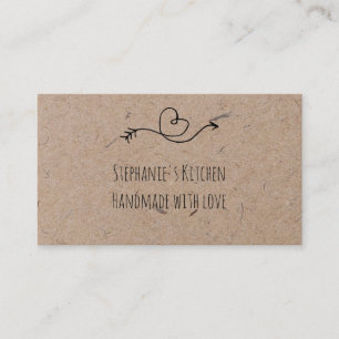 Rustic Heart Faux Kraft Paper  Handmade With Love Business Card