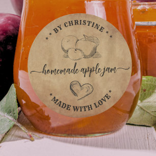 Rustic Heart Handmade With Love apple Jam Label
