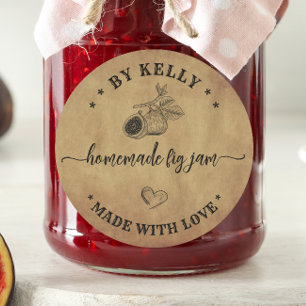 Rustic heart Handmade With Love fig Jam Label