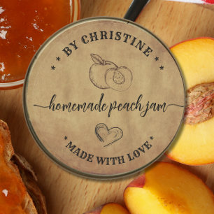 Rustic Heart Handmade With Love peach Jam Label