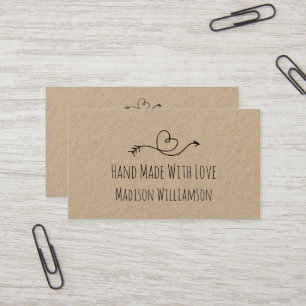 Rustic Heart Kraft Paper Hand Made By Business Card