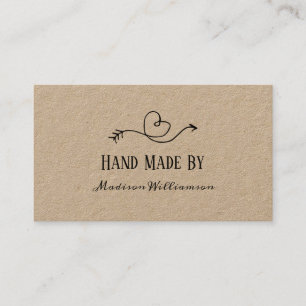 Rustic Heart Kraft Paper Hand Made By Business Card