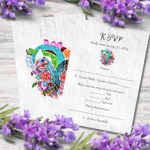 Rustic Heart Mexican Wedding RSVP Card