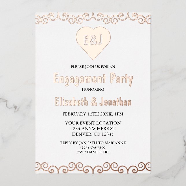 Rustic Heart Monogram Engagement Party (Front)