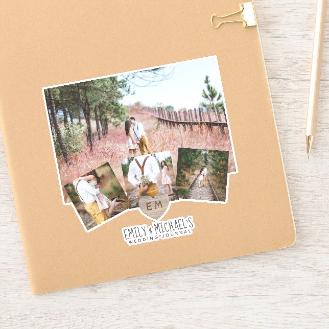 Rustic Heart Monogram Photos Wedding Bridal Shower (Notebook)