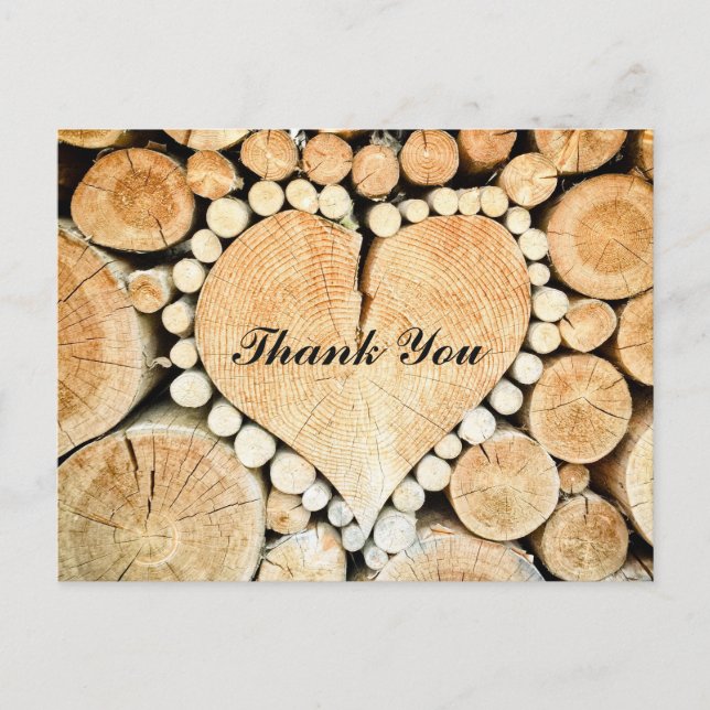 Rustic Heart shaped wood | Thank You Card (Front)