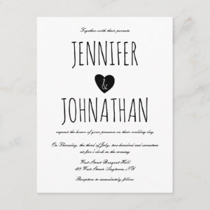 Rustic heart simple wedding invitations