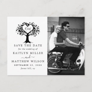 Rustic Heart Tree Wedding Photo Save The Date Announcement Postcard