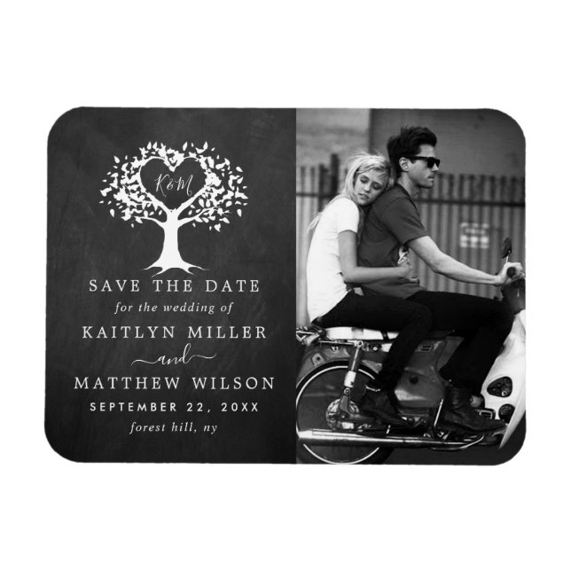 Rustic Heart Tree Wedding Photo Save The Date Magnet (Horizontal)