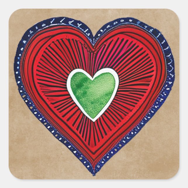 Rustic Heart Valentine's Day Square Sticker (Front)