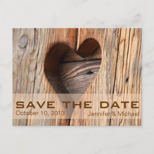 Rustic Heart Vintage Save the Date Announcement Postcard