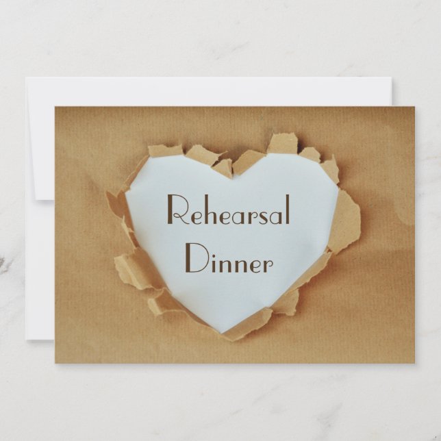 Rustic Heart  Wedding Rehearsal Dinner Invitation (Front)