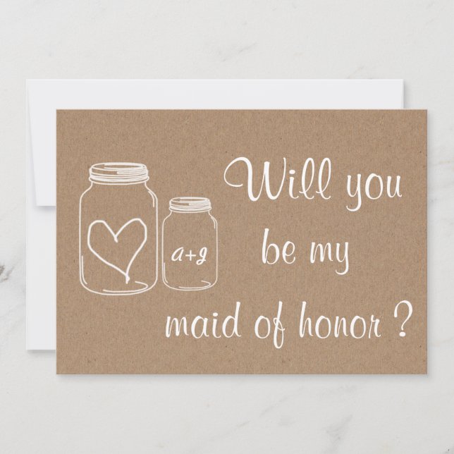 Rustic Heart Will You Be My Maid Of Honour ? Invitation (Front)