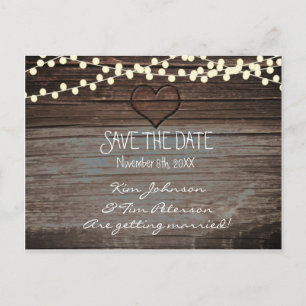 Rustic Heart Wood Wedding Postcard Save The Date