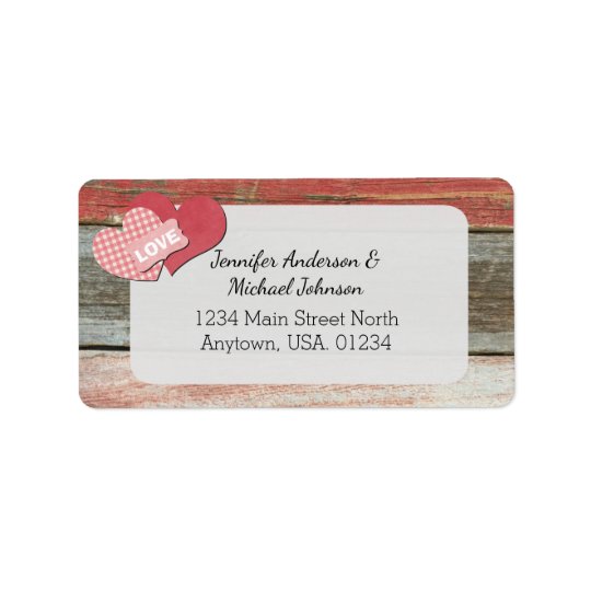 Rustic Hearts and Frame Barn Wedding Address Label