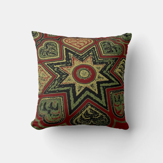 'Rustic Hearts' Throw Pillow (Front)