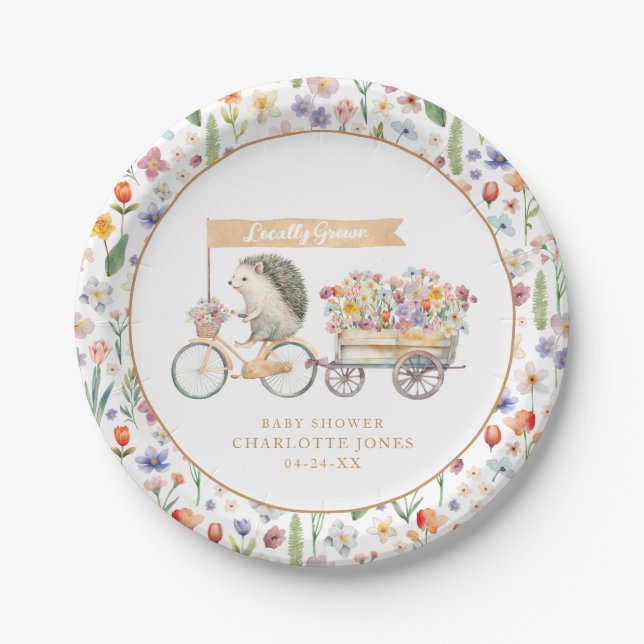 Rustic Hedgehog Baby Shower Plates – Locally Grown (Front)