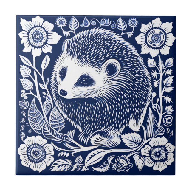 Rustic Hedgehog Ceramic Tile (Front)