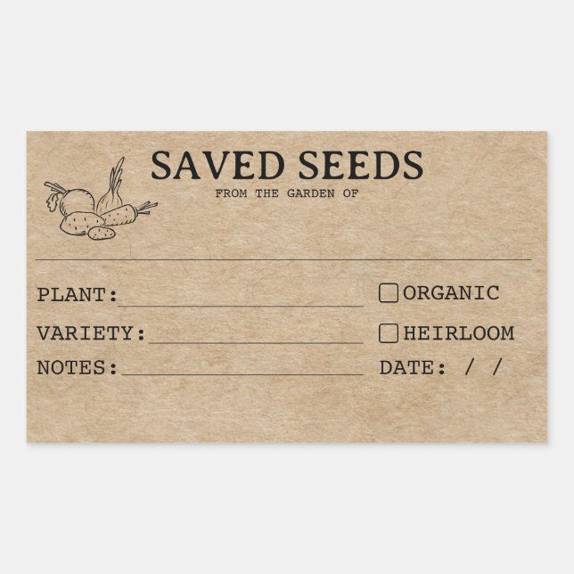 Rustic Heirloom Seed Packet Labels (Front)