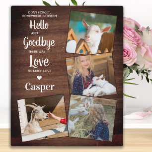 Rustic Hello Goodbye Pet Memorial Keepsake 4 Photo Plaque