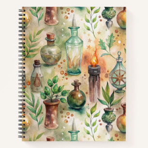Rustic Herbalist Bottles Green Brown Notebook