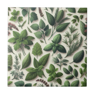 Rustic Herbs Farmhouse Kitchen Decor Ceramic Tile