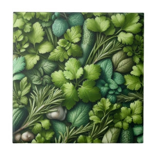 Rustic Herbs Farmhouse Kitchen Decor Ceramic Tile