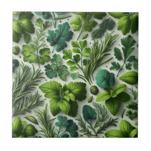 Rustic Herbs Farmhouse Kitchen Decor Ceramic Tile