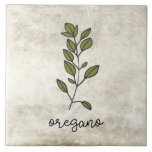 Rustic Herbs Oregano Farmhouse Tile<br><div class="desc">Oregano herbs on a rustic background.  Simple script. Simple watercolor graphic was used to make this farmhouse ceramic tile.</div>
