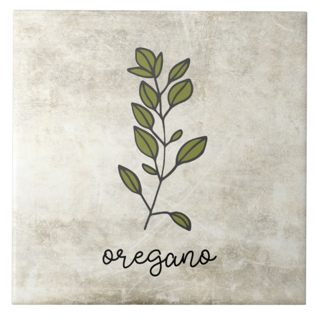 Rustic Herbs Oregano Farmhouse Tile (Front)