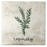 Rustic Herbs Rosemary Farmhouse Tile<br><div class="desc">Rosemary herbs on a rustic background.  Simple script. Simple watercolor graphic was used to make this farmhouse ceramic tile.</div>