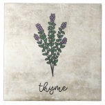 Rustic Herbs Thyme Farmhouse Tile<br><div class="desc">Thyme herbs on a rustic background.  Simple script. Simple watercolor graphic was used to make this farmhouse ceramic tile.</div>