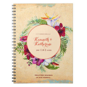 Rustic Hibiscus Tropical Wedding Guestbook  Notebook