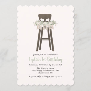 Rustic High Chair First Birthday Invitation
