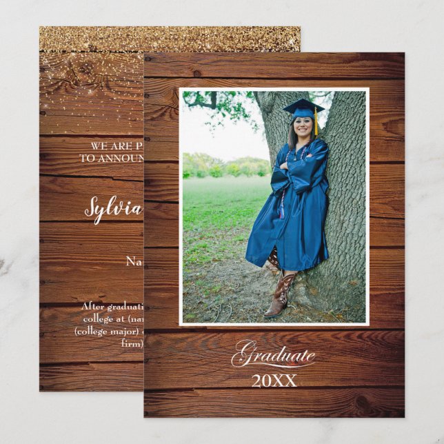 Rustic High School Graduation Announcement - photo (Front/Back)