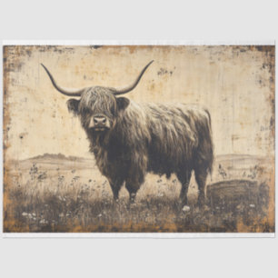 Rustic Highland Cattle Decoupage Tissue Paper